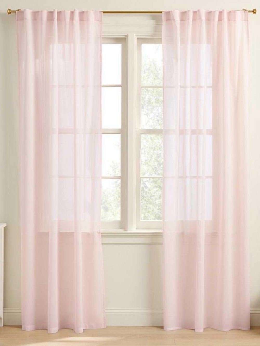 NEW Pottery Barn Classic Voile Sheer Curtain, Set of 2 , color blush 50 x 96